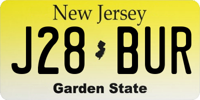 NJ license plate J28BUR