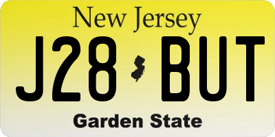 NJ license plate J28BUT