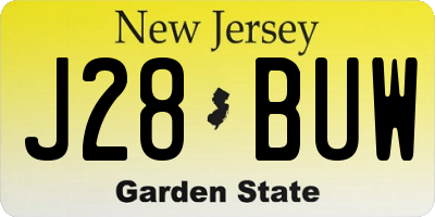 NJ license plate J28BUW