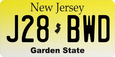 NJ license plate J28BWD