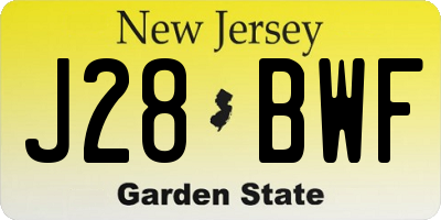 NJ license plate J28BWF