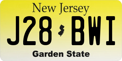 NJ license plate J28BWI