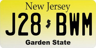 NJ license plate J28BWM