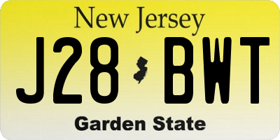 NJ license plate J28BWT