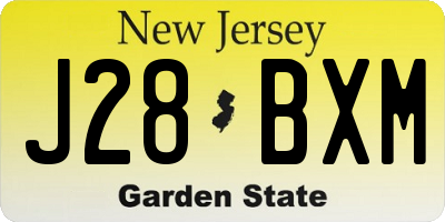 NJ license plate J28BXM