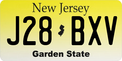 NJ license plate J28BXV