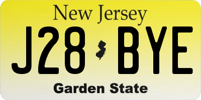NJ license plate J28BYE