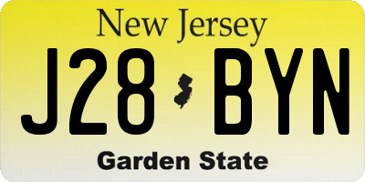 NJ license plate J28BYN