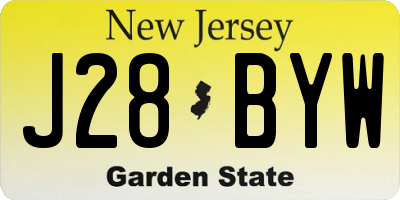 NJ license plate J28BYW