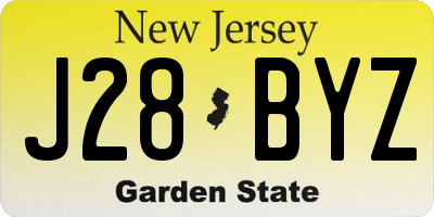 NJ license plate J28BYZ