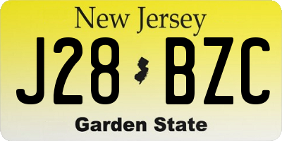 NJ license plate J28BZC