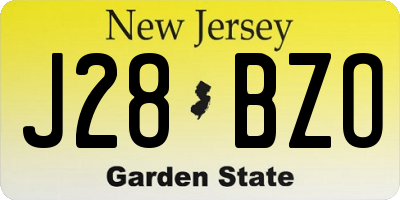 NJ license plate J28BZO