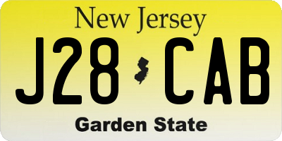 NJ license plate J28CAB
