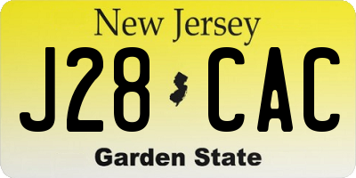NJ license plate J28CAC