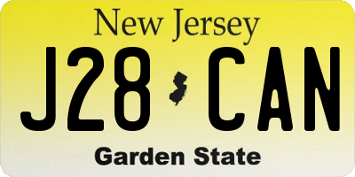 NJ license plate J28CAN