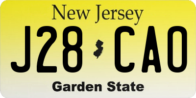 NJ license plate J28CAO