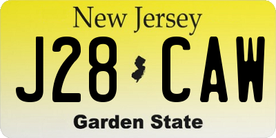 NJ license plate J28CAW