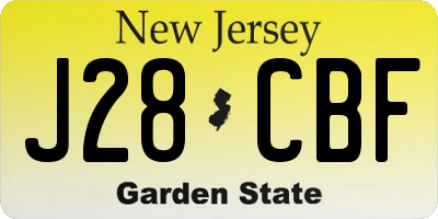 NJ license plate J28CBF
