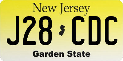 NJ license plate J28CDC