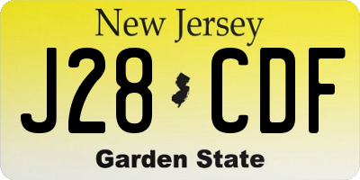 NJ license plate J28CDF