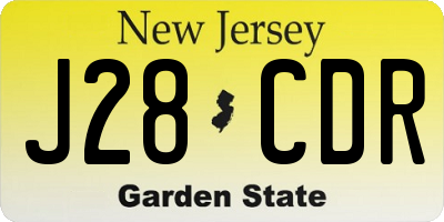NJ license plate J28CDR