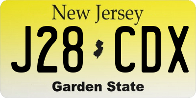 NJ license plate J28CDX
