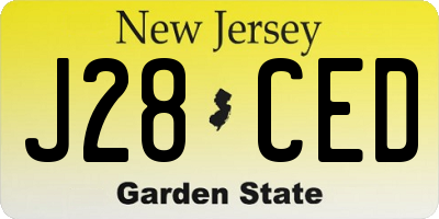 NJ license plate J28CED