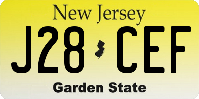 NJ license plate J28CEF