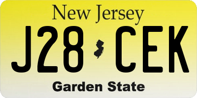 NJ license plate J28CEK