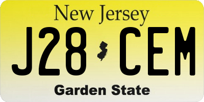 NJ license plate J28CEM