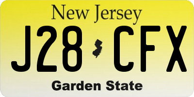 NJ license plate J28CFX