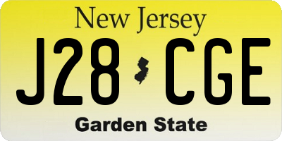 NJ license plate J28CGE