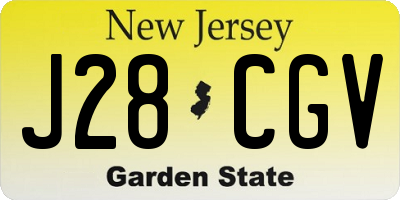 NJ license plate J28CGV