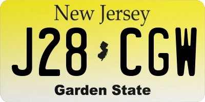 NJ license plate J28CGW