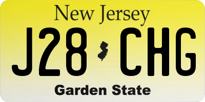 NJ license plate J28CHG
