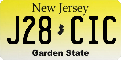 NJ license plate J28CIC