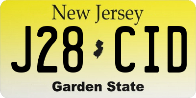 NJ license plate J28CID