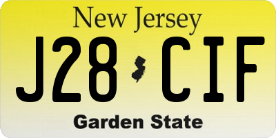 NJ license plate J28CIF