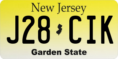 NJ license plate J28CIK