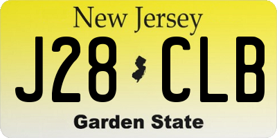 NJ license plate J28CLB