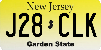 NJ license plate J28CLK