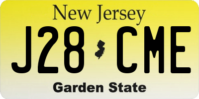 NJ license plate J28CME