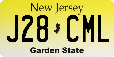 NJ license plate J28CML