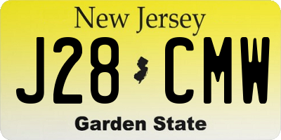 NJ license plate J28CMW