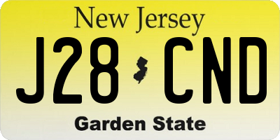 NJ license plate J28CND