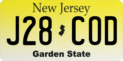 NJ license plate J28COD