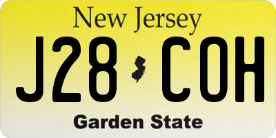 NJ license plate J28COH