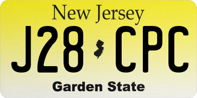 NJ license plate J28CPC