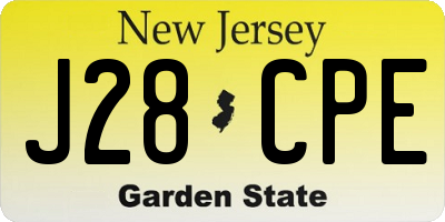 NJ license plate J28CPE