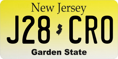 NJ license plate J28CRO